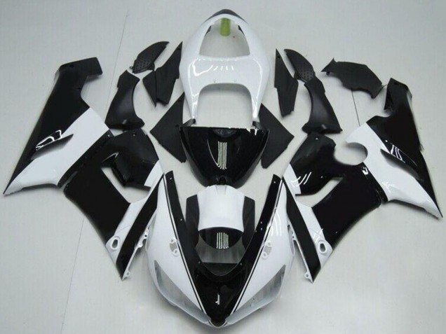White Glossy Black 2005-2006 Kawasaki ZX6R Motorcycle Fairings