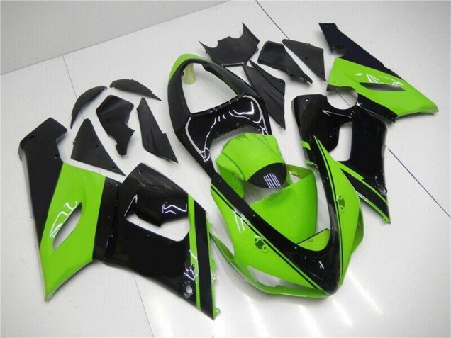 Green Glossy Black 2005-2006 Kawasaki ZX6R Motorcycle Fairing