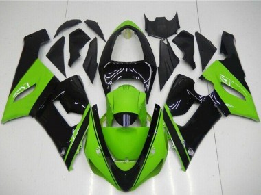 Green Glossy Black 2005-2006 Kawasaki ZX6R Motorcycle Fairing