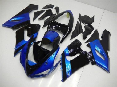 Blue Glossy Black 2005-2006 Kawasaki ZX6R Motorcycle Fairing Kits