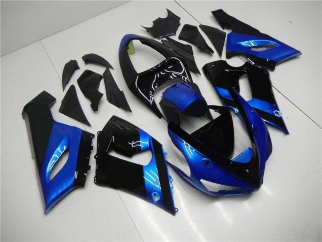 Blue Glossy Black 2005-2006 Kawasaki ZX6R Motorcycle Fairing Kits