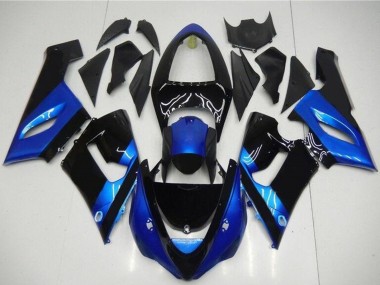 Blue Glossy Black 2005-2006 Kawasaki ZX6R Motorcycle Fairing Kits