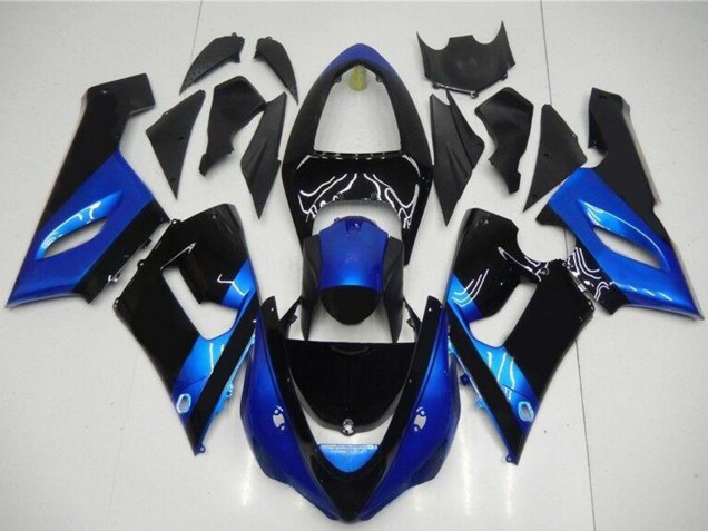 Blue Glossy Black 2005-2006 Kawasaki ZX6R Motorcycle Fairing Kits