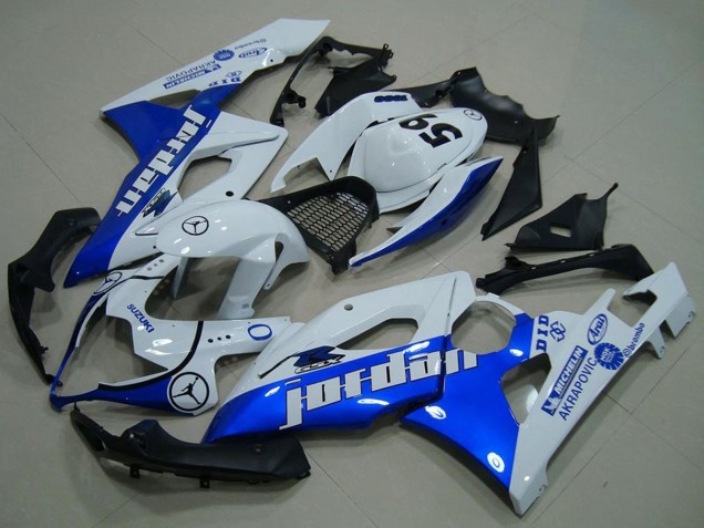 White Blue Jordan 59 2005-2006 Suzuki GSXR 1000 Motorcycle Fairings