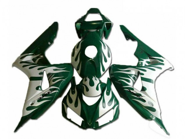 White Green Flame 2006-2007 Honda CBR1000RR Motorcycle Fairings