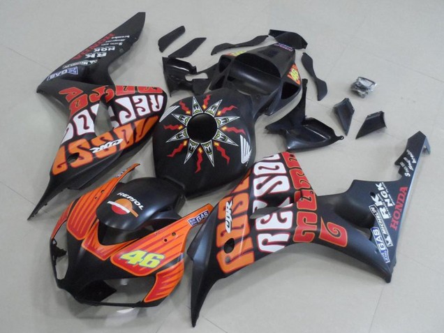 Matte Black Orange Rossi 46 2006-2007 Honda CBR1000RR Motorcycle Fairings
