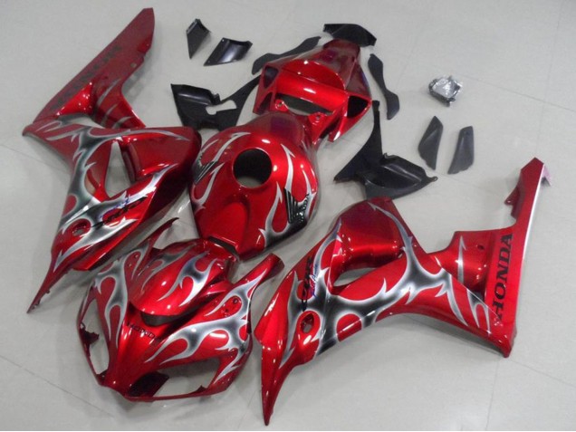 Red Black Silver Flame 2006-2007 Honda CBR1000RR Motorcycle Fairings