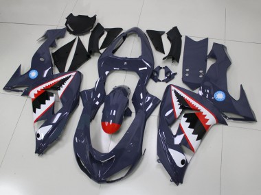 Grey White Red Shark 2006-2007 Kawasaki ZX10R Motorcycle Fairings