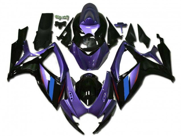 Purple Blue Glossy Black Stripe 2006-2007 Suzuki GSXR 600/750 Motorcycle Fairings