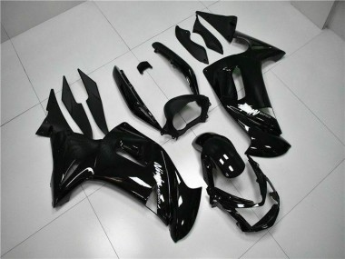 Glossy Black White 2006-2008 Kawasaki EX650 Motorcycle Fairings