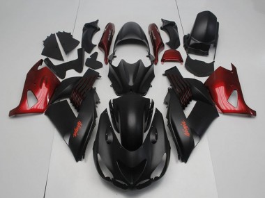 Matte Black Red Ninja 2006-2011 Kawasaki ZX14R ZZR1400 Motorcycle Fairings