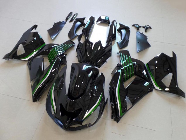 Glossy Black Green Line 2006-2011 Kawasaki ZX14R ZZR1400 Motorcycle Fairings