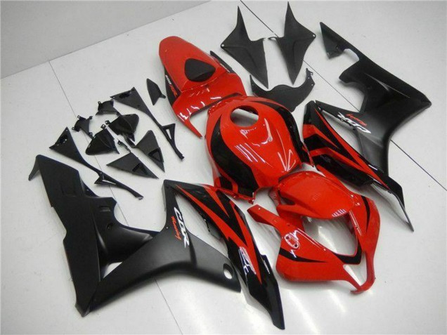 Red Matte Black with Decals 2007-2008 Honda CBR600RR Motorcycle Fairings