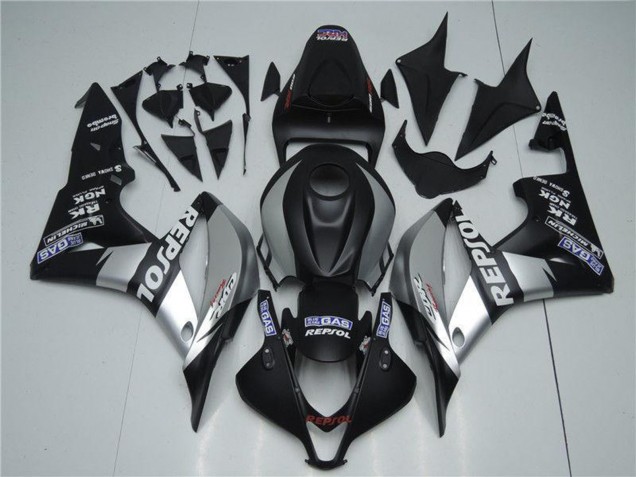 Matte Black Silver Grey Repsol 2007-2008 Honda CBR600RR Motorcycle Fairings