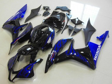 Glossy Black Blue Flame 2007-2008 Honda CBR600RR Motorcycle Fairings