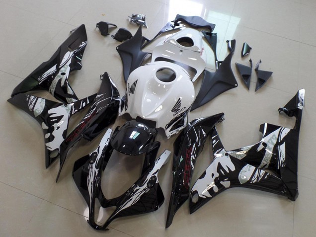 White Glossy Black Leyla 2007-2008 Honda CBR600RR Motorcycle Fairings