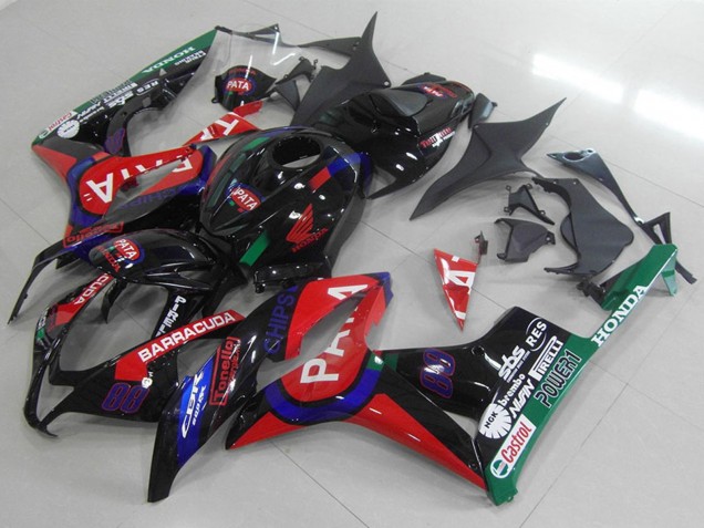 Glossy Black Red Blue Pata 2007-2008 Honda CBR600RR Motorcycle Fairings