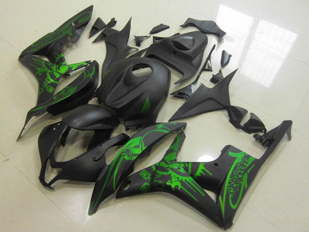 Green Matte Black Skull 2007-2008 Honda CBR600RR Motorcycle Fairings