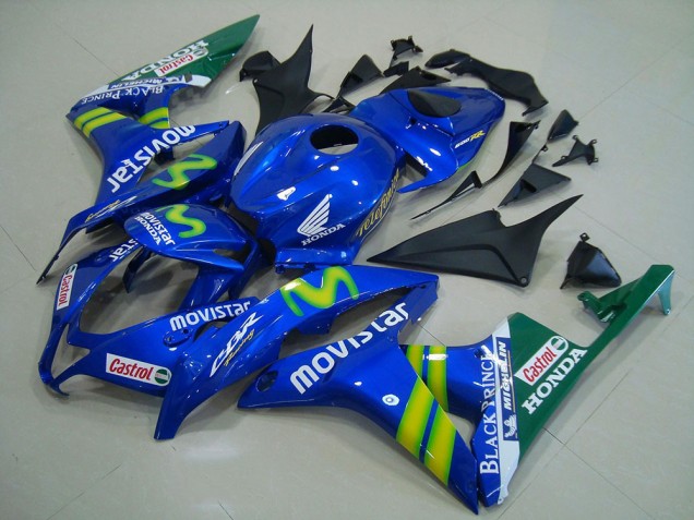 Blue Green MoviStar Castrol 2007-2008 Honda CBR600RR Motorcycle Fairing