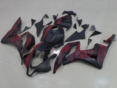 Matte Black Red Skull with Stripe 2007-2008 Honda CBR600RR Motorcycle Fairings