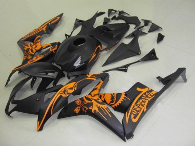 Matte Black Orange Skull 2007-2008 Honda CBR600RR Motorcycle Fairings