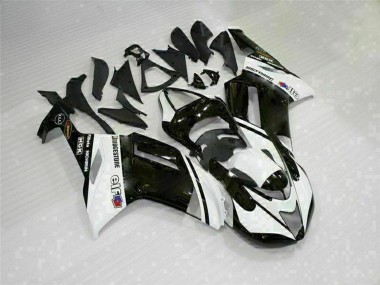 Black White 2007-2008 Kawasaki ZX6R Motorcycle Fairings
