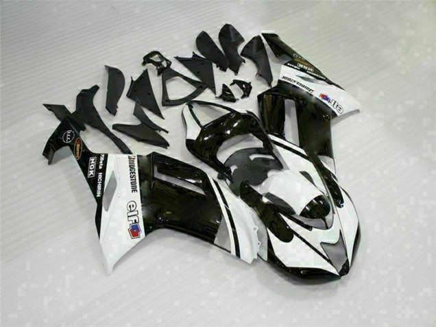 Black White 2007-2008 Kawasaki ZX6R Motorcycle Fairings