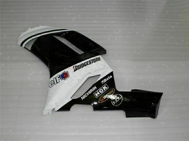 Black White 2007-2008 Kawasaki ZX6R Motorcycle Fairings