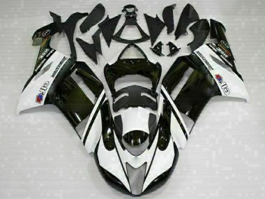 Black White 2007-2008 Kawasaki ZX6R Motorcycle Fairings