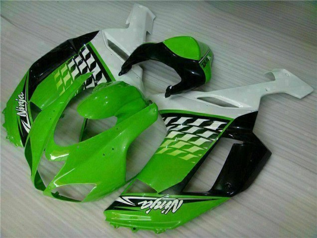 Green White Ninja 2007-2008 Kawasaki ZX6R Motorcycle Fairings