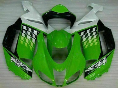Green White Ninja 2007-2008 Kawasaki ZX6R Motorcycle Fairings