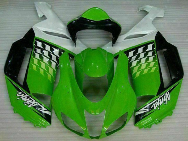 Green White Ninja 2007-2008 Kawasaki ZX6R Motorcycle Fairings
