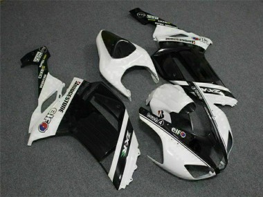 Black White Elf 2007-2008 Kawasaki ZX6R Motorcycle Fairings