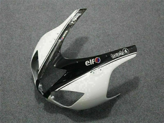 Black White Elf 2007-2008 Kawasaki ZX6R Motorcycle Fairings