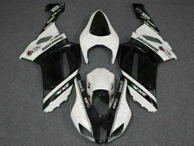 Black White Elf 2007-2008 Kawasaki ZX6R Motorcycle Fairings