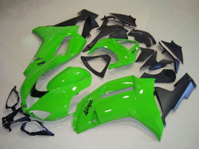 Green Matte Black 2007-2008 Kawasaki ZX6R Motorcycle Fairings