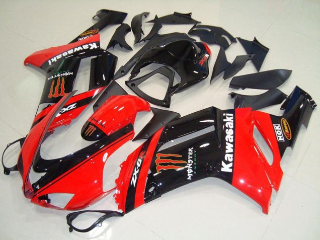 Monster In Red 2007-2008 Kawasaki ZX6R Motorcycle Fairings