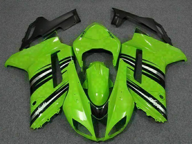 Green Black 2007-2008 Kawasaki ZX6R Motorcycle Fairing Kits