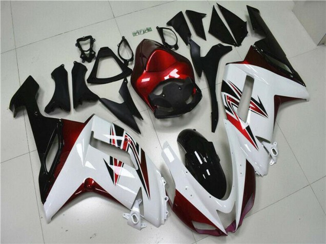 White Black Red 2007-2008 Kawasaki ZX6R Motorcycle Fairings
