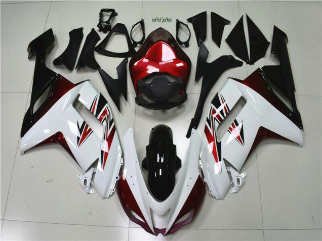 White Black Red 2007-2008 Kawasaki ZX6R Motorcycle Fairings