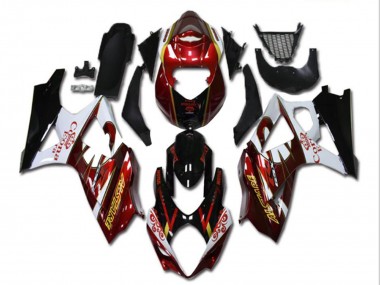 Red White Black Corona 2007-2008 Suzuki GSXR 1000 Motorcycle Fairings