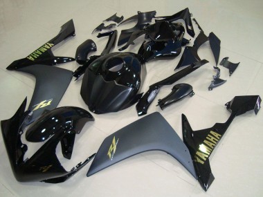 Glossy Black Matte Black Gold 2007-2008 Yamaha YZF R1 Motorcycle Fairings