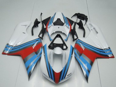White Blue Red 2007-2014 Ducati 848 1098 1198 Motorcycle Fairings