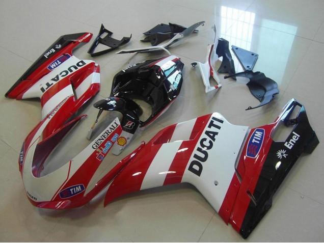 White Red Black Generali Tim 2007-2014 Ducati 848 1098 1198 Motorcycle Fairings