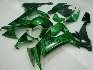 Glossy Black Green Flame 2008-2010 Kawasaki ZX10R Motorcycle Fairings