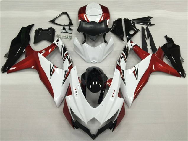 White Red Glossy Black 2008-2010 Suzuki GSXR 600/750 Motorcycle Fairings