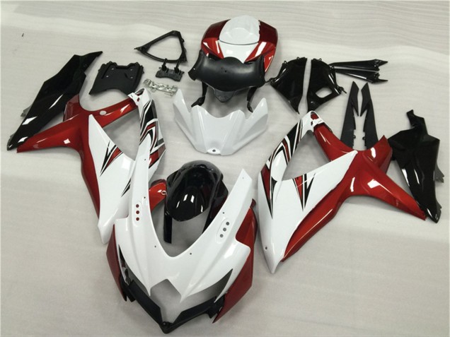 White Red Glossy Black 2008-2010 Suzuki GSXR 600/750 Motorcycle Fairings