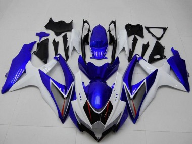 White Blue Black Red Line 2008-2010 Suzuki GSXR 600/750 Motorcycle Fairings