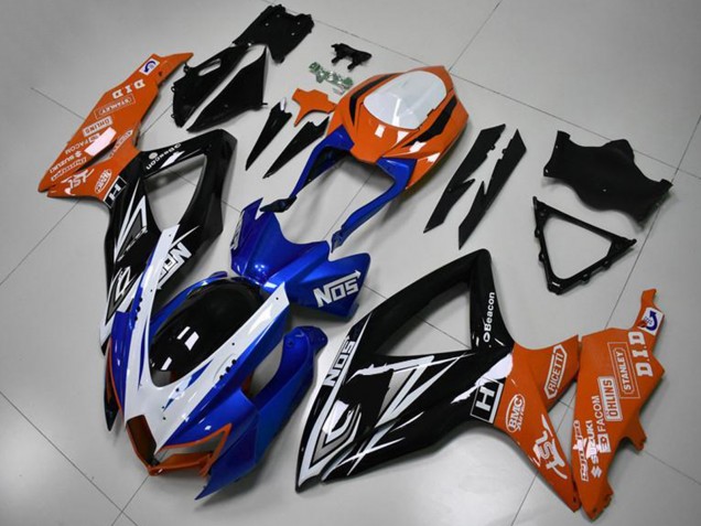 Orange Blue White Glossy Black 2008-2010 Suzuki GSXR 600/750 Motorcycle Fairings
