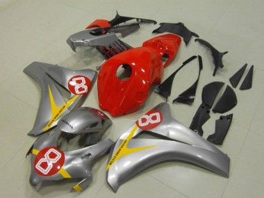 Silver Red Yellow 8 2008-2011 Honda CBR1000RR Motorcycle Fairings